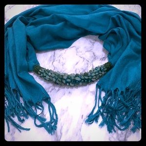TEAL BEADED SCARF